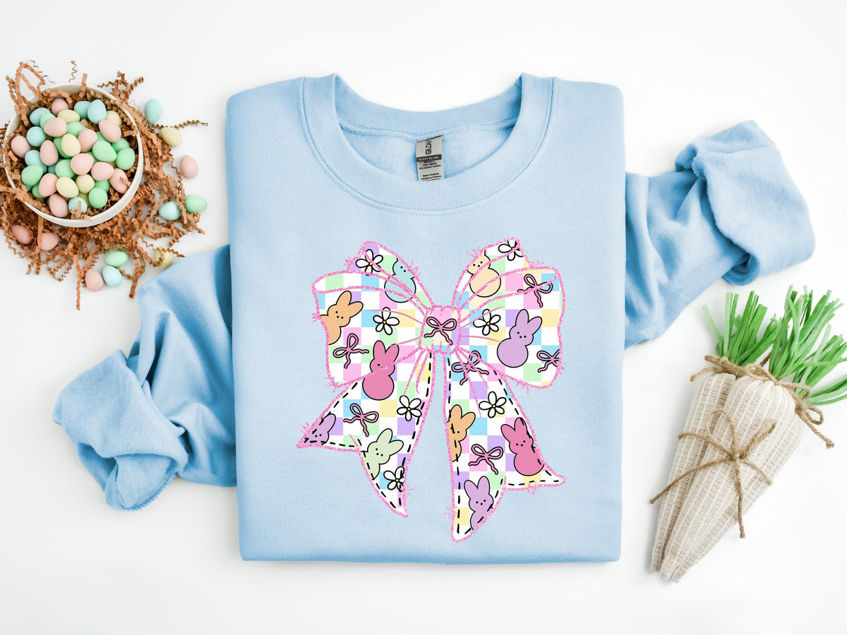 Easter Bunny Bow Shirt, Coquette Peeps Tee, Happy Easter Gift