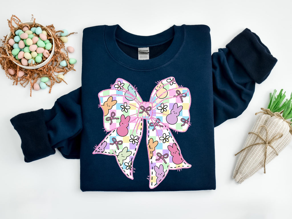 Easter Bunny Bow Shirt, Coquette Peeps Tee, Happy Easter Gift