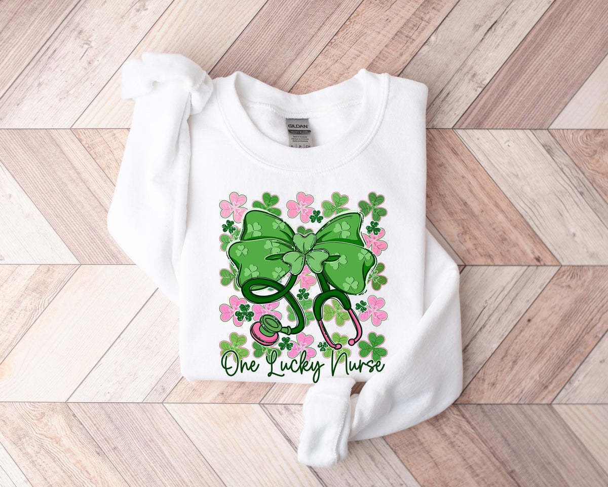 Nurse St Patricks Day Shamrock Sweatshirt, Lucky Irish Nurse Apparel