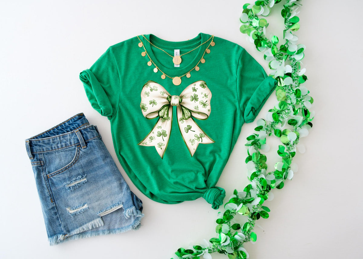 Coquette Shamrock Bow Shirt, St Patrick's Day Irish Party Top