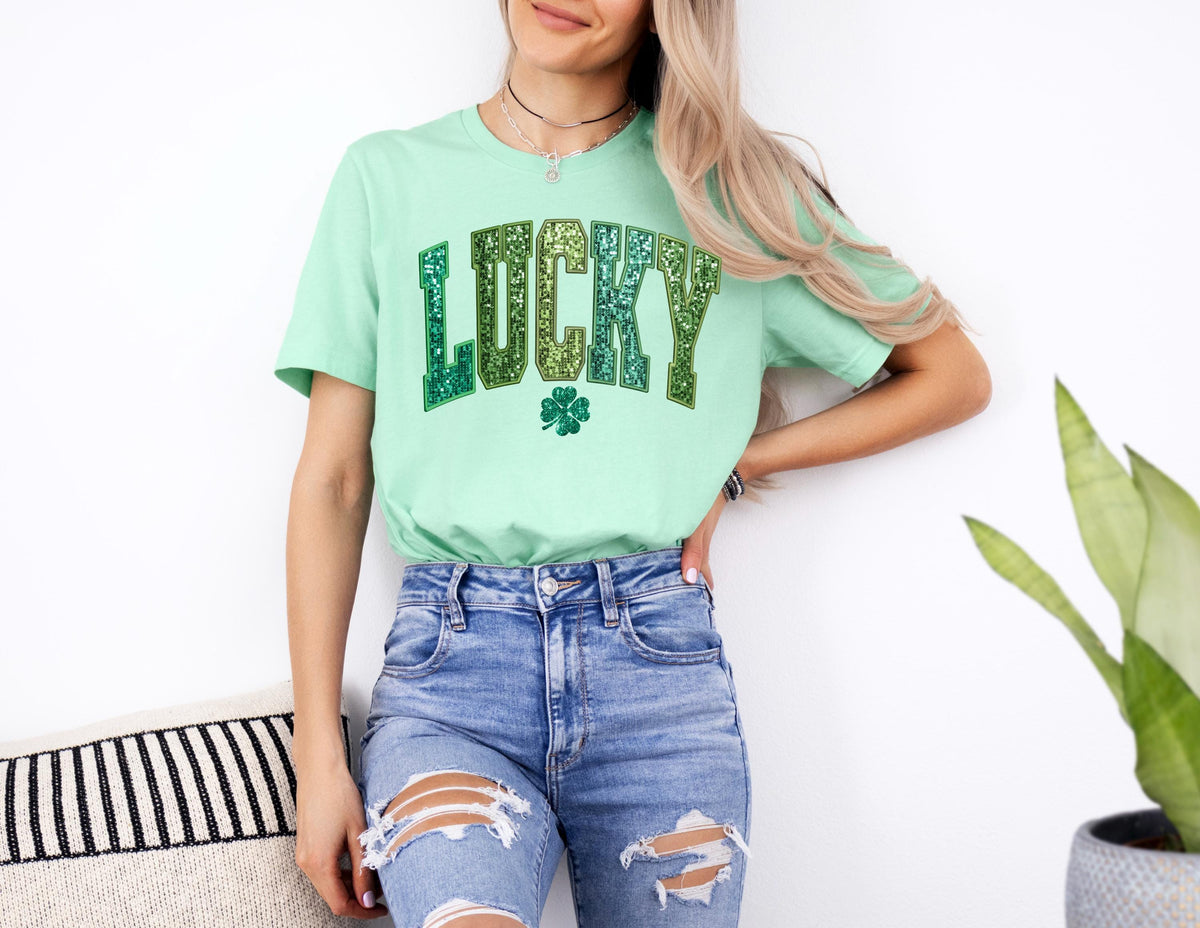 Retro Shamrock Sweatshirt, Womens St Patricks Day Lucky Clover Shirt