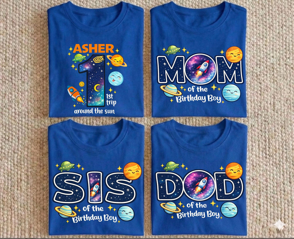 Space Birthday Family Shirts, Galaxy Planets Rocket T-shirt