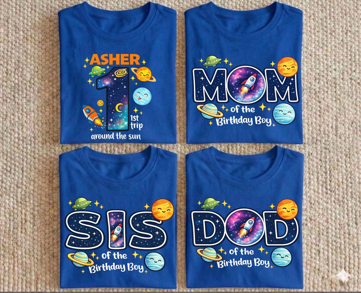 Space Birthday Family Shirts, Galaxy Planets Rocket T-shirt