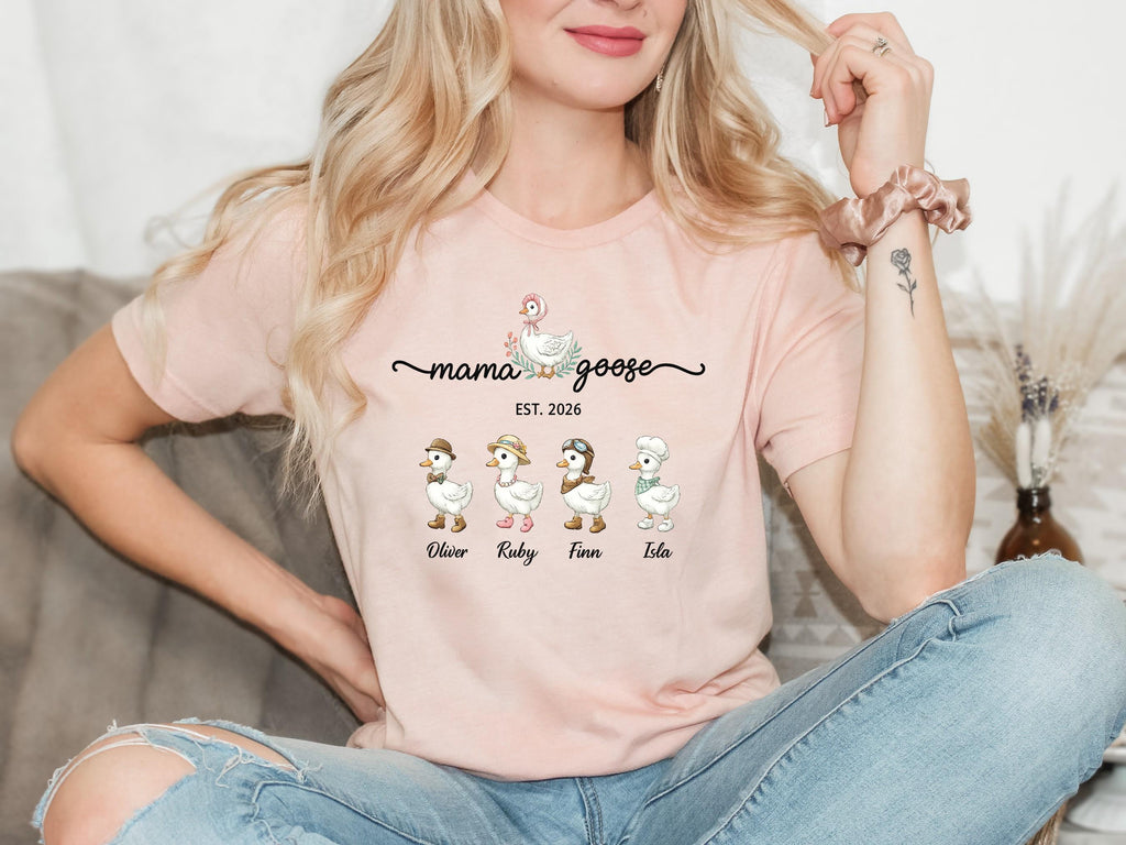 Mama Goose Family Sweatshirt, Custom Kids Names Est. Year Shirt