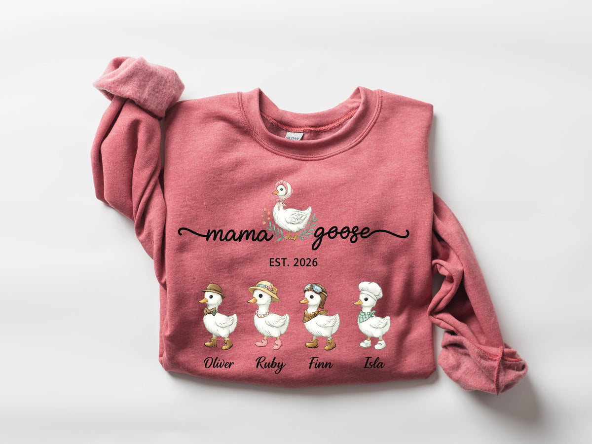 Mama Goose Family Sweatshirt, Custom Kids Names Est. Year Shirt