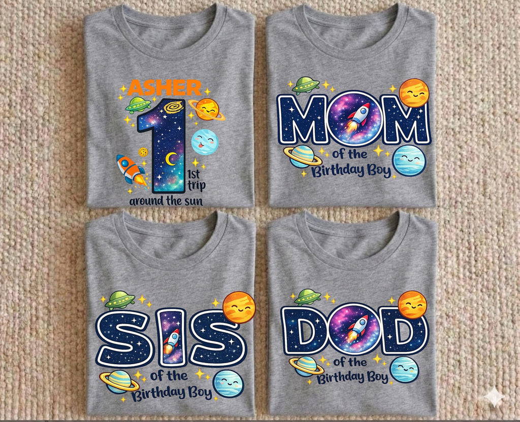 Space Birthday Family Shirts, Galaxy Planets Rocket T-shirt