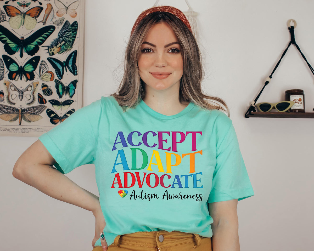 Accept Adapt Advocate Autism Awareness Shirt, Autism Mom Counselor Tee