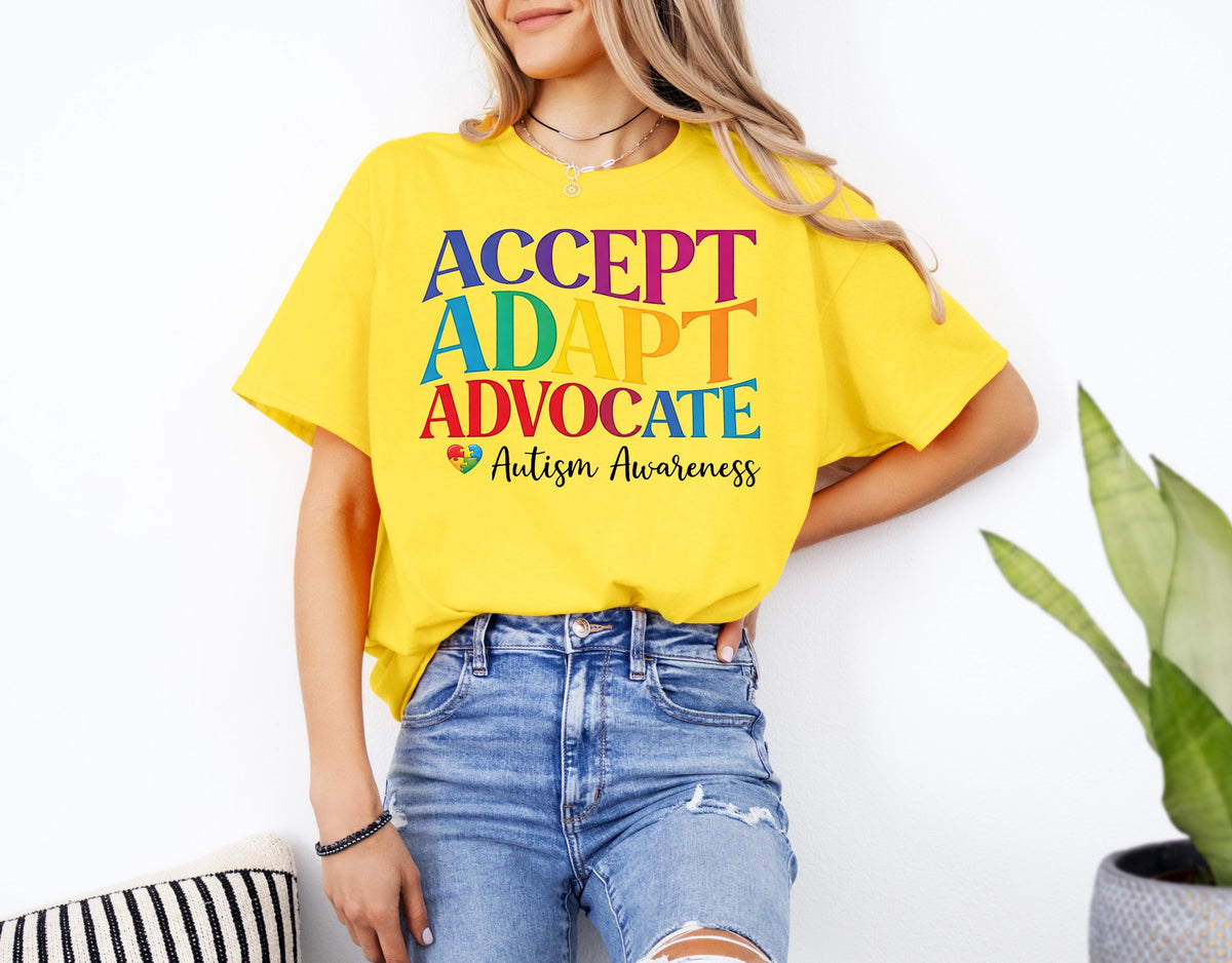 Accept Adapt Advocate Autism Awareness Shirt, Autism Mom Counselor Tee