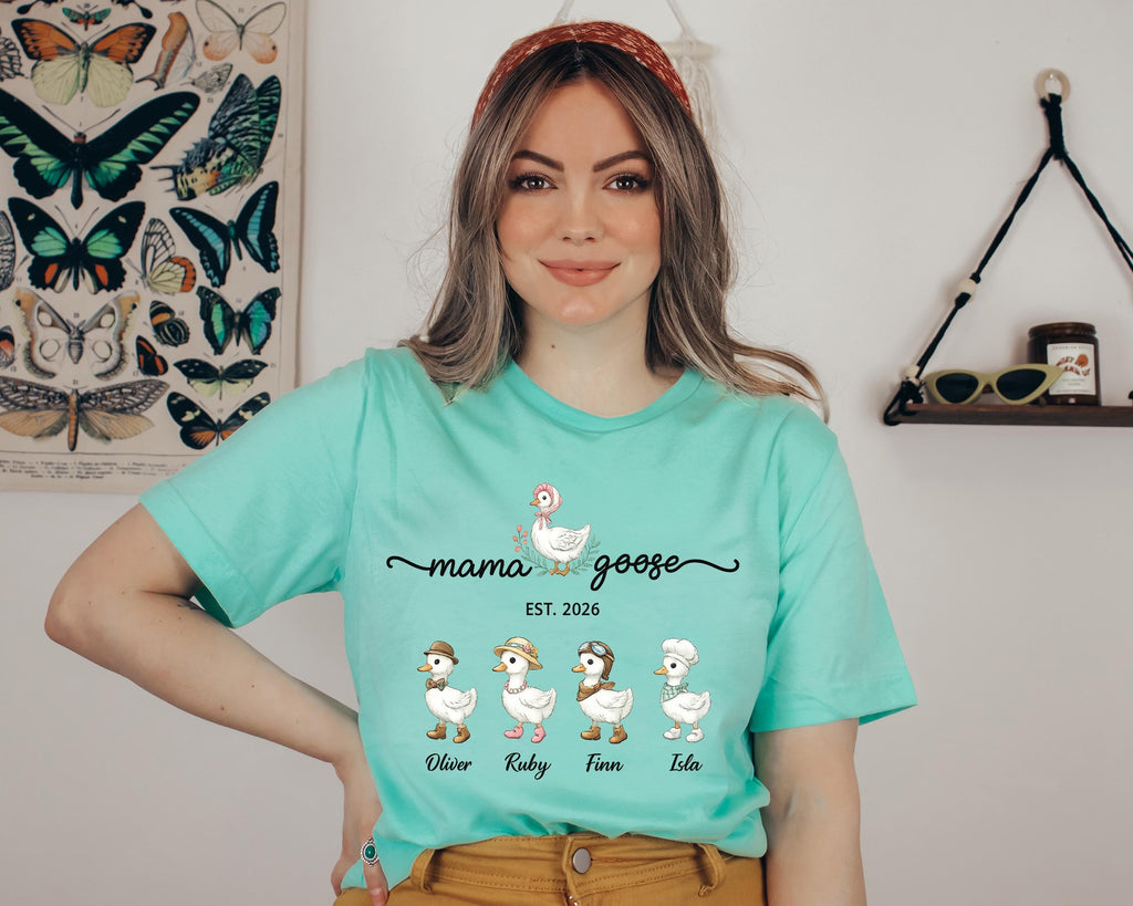 Mama Goose Family Sweatshirt, Custom Kids Names Est. Year Shirt