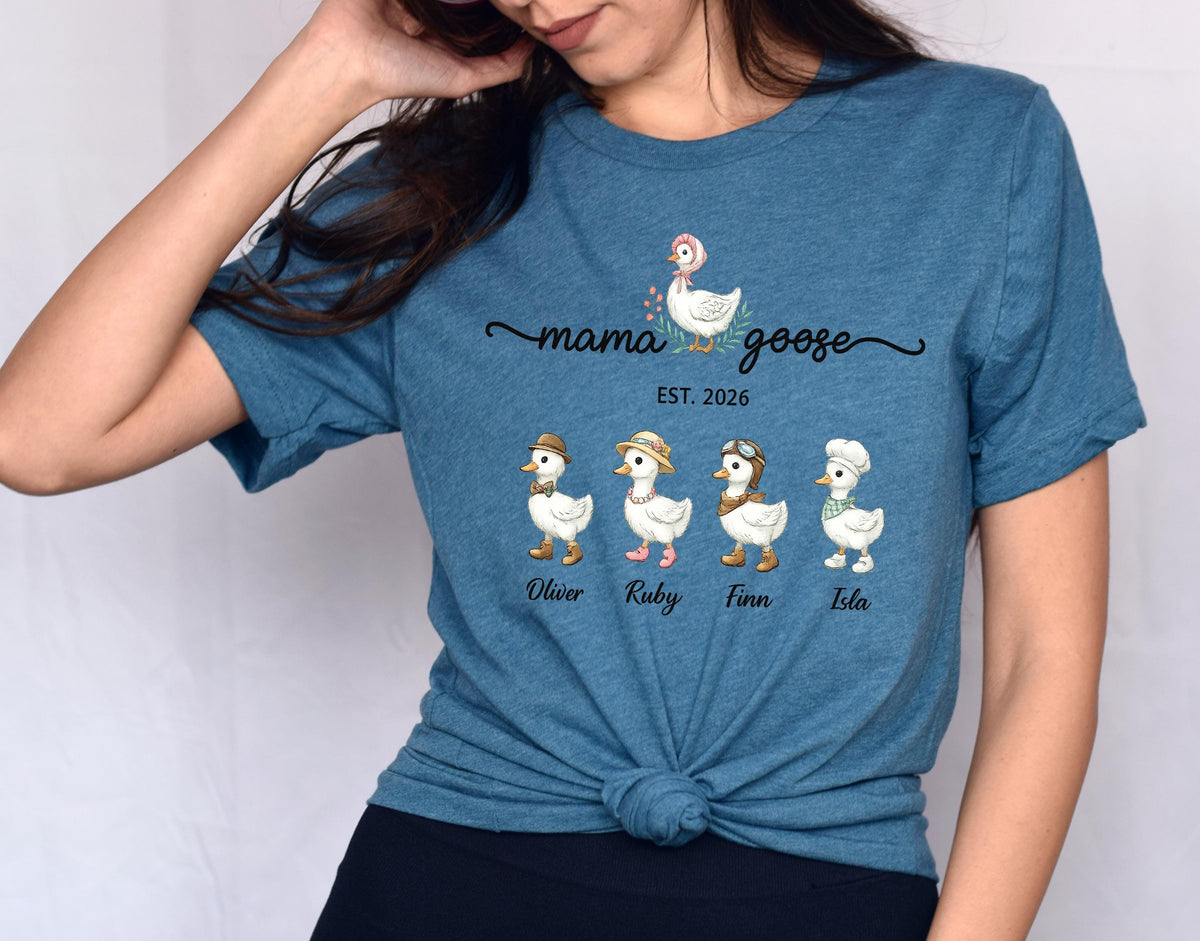 Mama Goose Family Sweatshirt, Custom Kids Names Est. Year Shirt