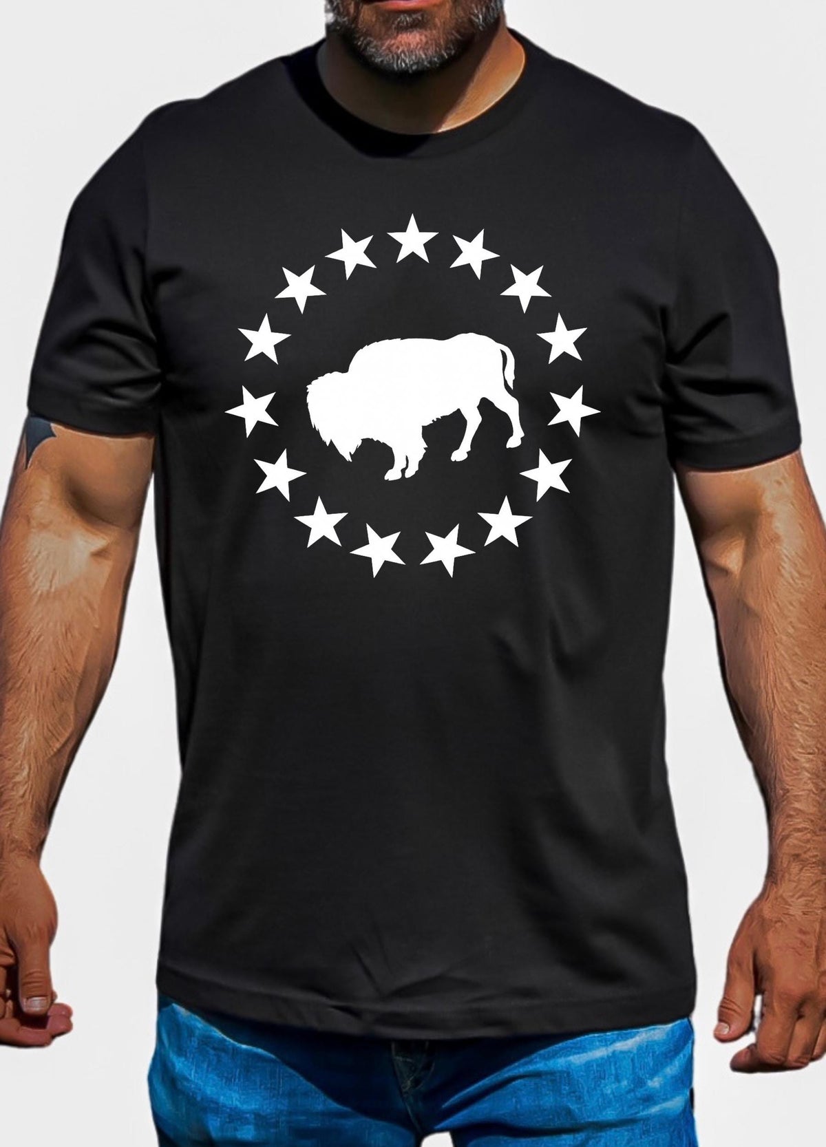 Bison Circle Stars Shirt – American Buffalo Wildlife Graphic Tee
