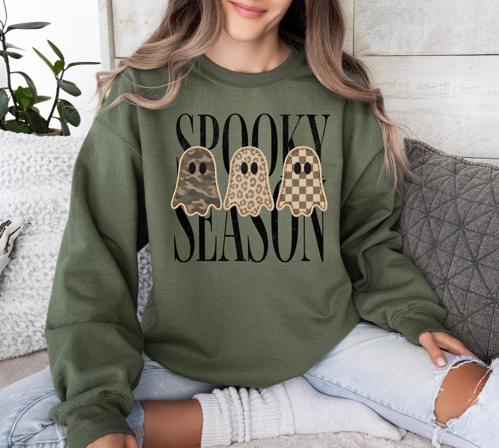 Retro Patchwork Ghosts Shirt, Checkered Ghost Sweatshirt