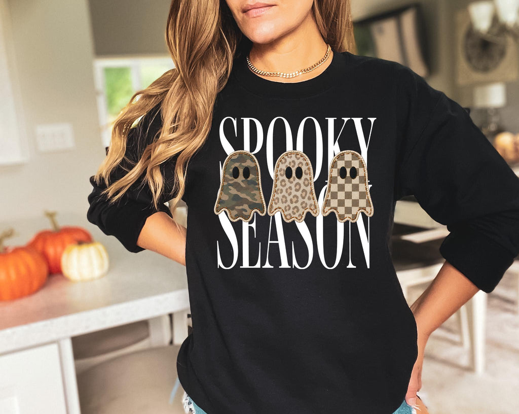 Retro Patchwork Ghosts Shirt, Checkered Ghost Sweatshirt