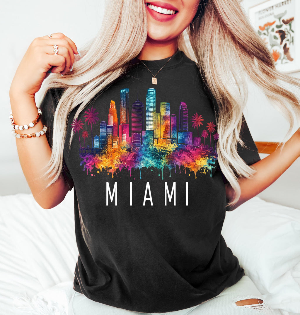 Miami Florida Shirt, Colorful Miami Skyline Sweatshirt, Miami Beach