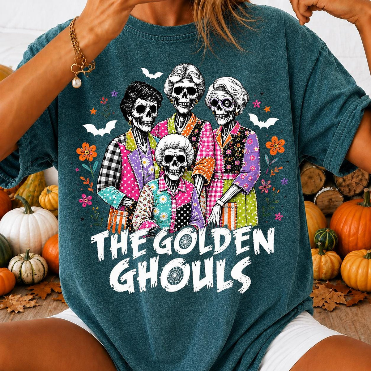 Golden Ghouls Shirt, Halloween Skeleton Shirt, Spooky FriendsTee