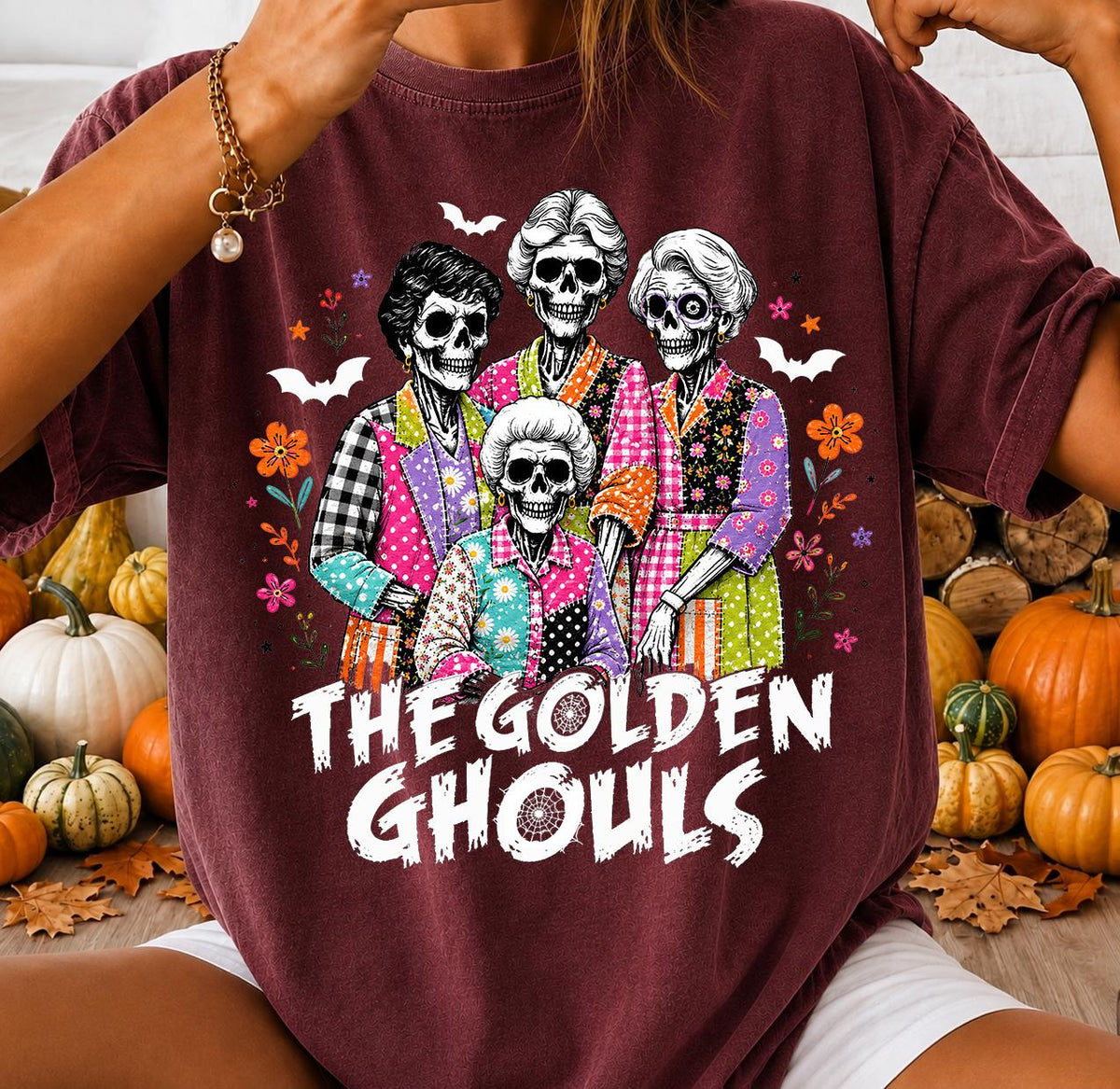 Golden Ghouls Shirt, Halloween Skeleton Shirt, Spooky FriendsTee