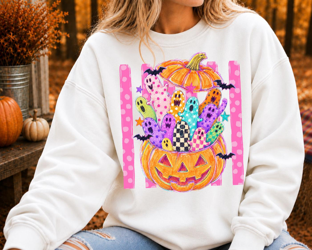 Spooky Ghost Retro Fall Halloween Shirt, Rainbow Ghost Shirt