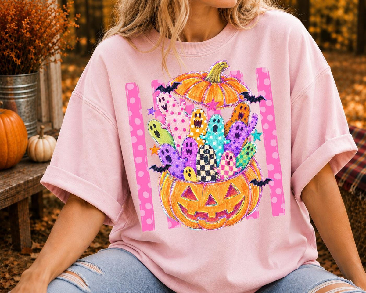 Spooky Ghost Retro Fall Halloween Shirt, Rainbow Ghost Shirt
