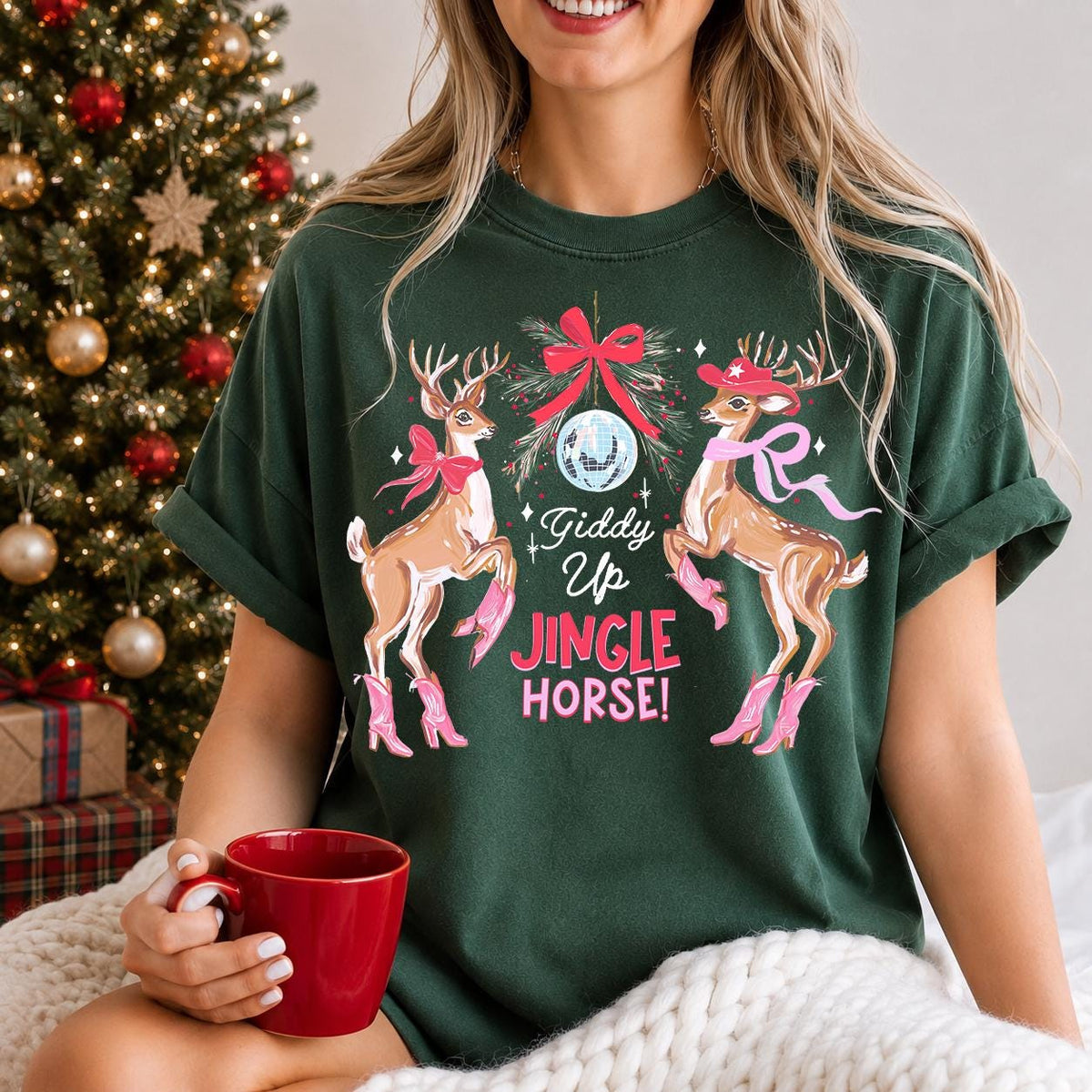 Christmas Shirt, Giddy Up Jingle Horse, Western Christmas Tee