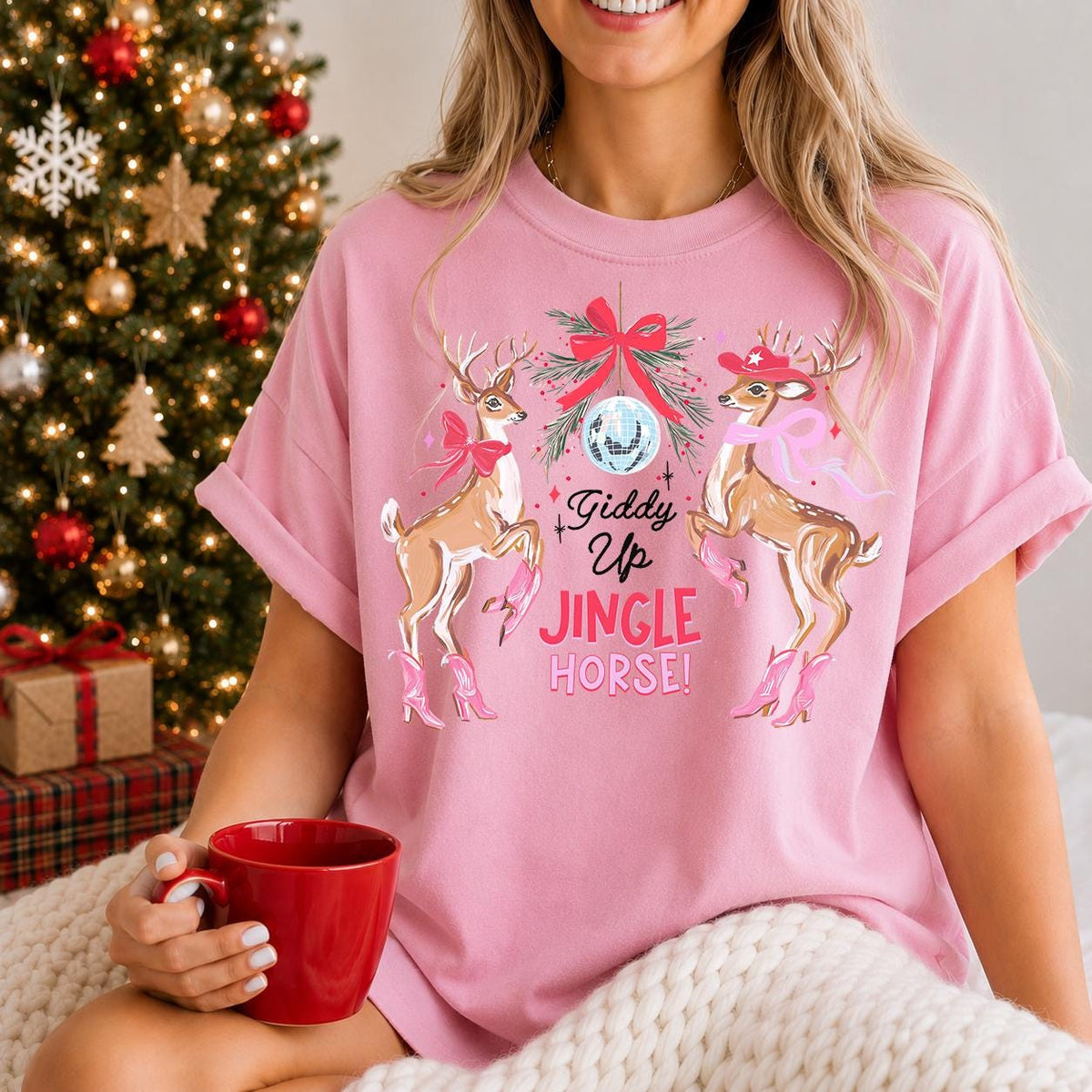 Christmas Shirt, Giddy Up Jingle Horse, Western Christmas Tee