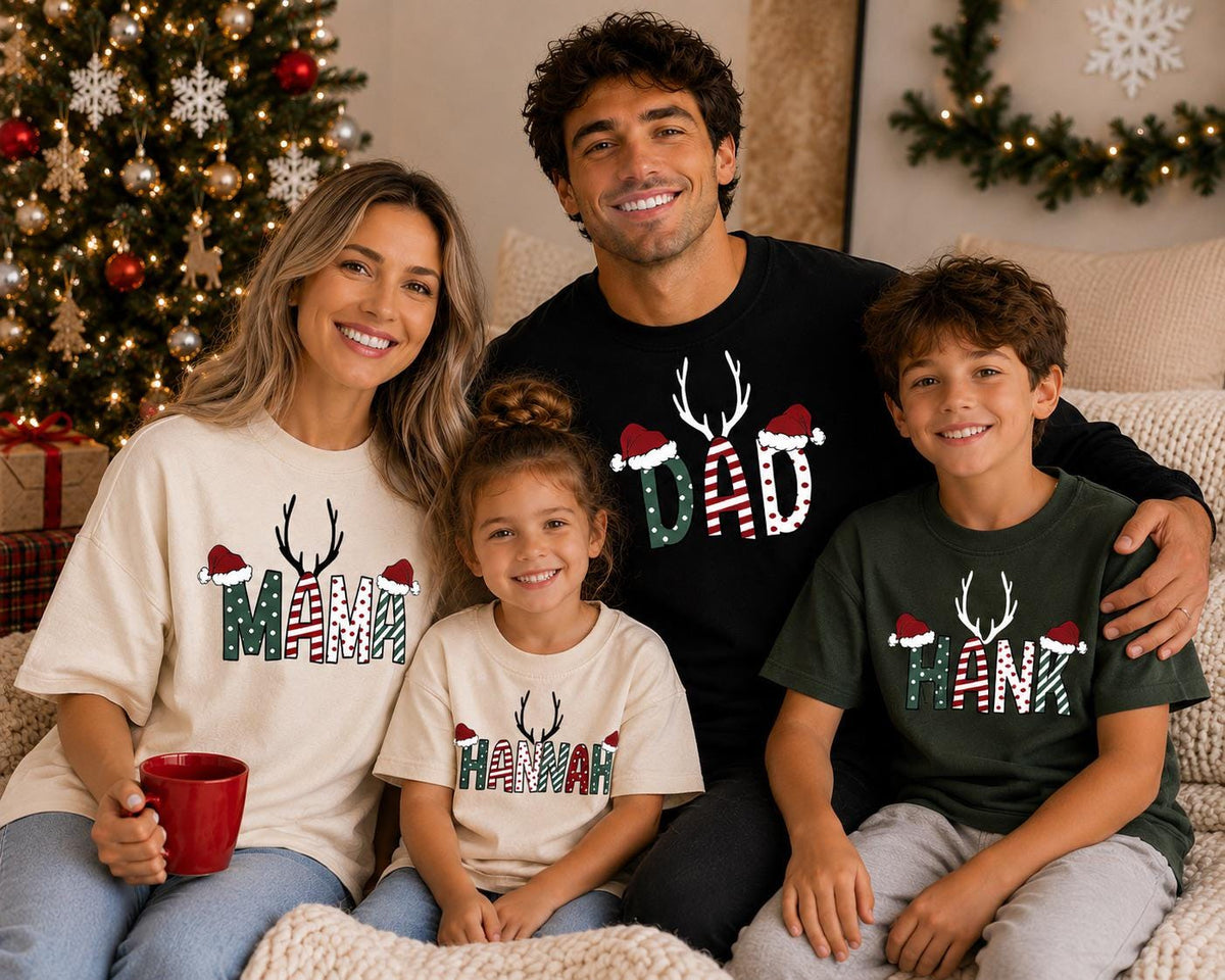 Family Monogram Christmas Shirt, Personalized Christmas Name Shirt