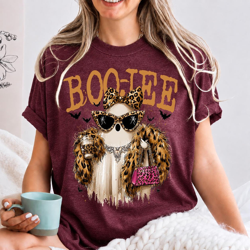 Boo-Jee Ghost Shirt, Boo shirt, Leopard Ghost Tee, Ghost Coffee Shirt