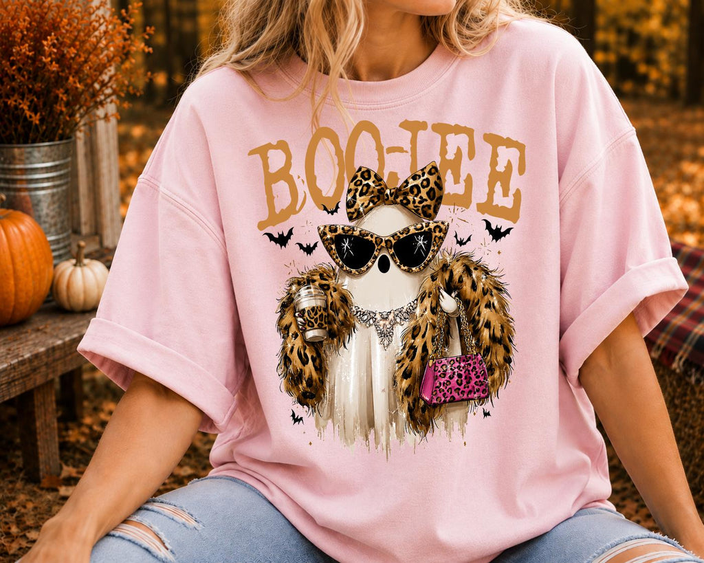 Boo-Jee Ghost Shirt, Boo shirt, Leopard Ghost Tee, Ghost Coffee Shirt