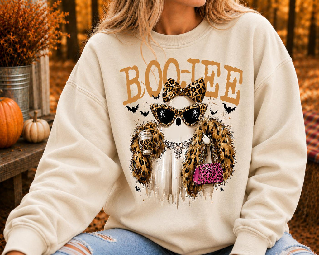 Boo-Jee Ghost Shirt, Boo shirt, Leopard Ghost Tee, Ghost Coffee Shirt