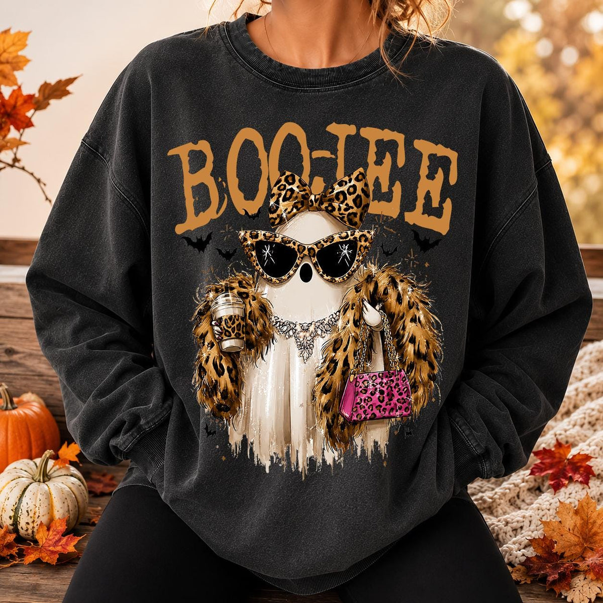 Boo-Jee Ghost Shirt, Boo shirt, Leopard Ghost Tee, Ghost Coffee Shirt