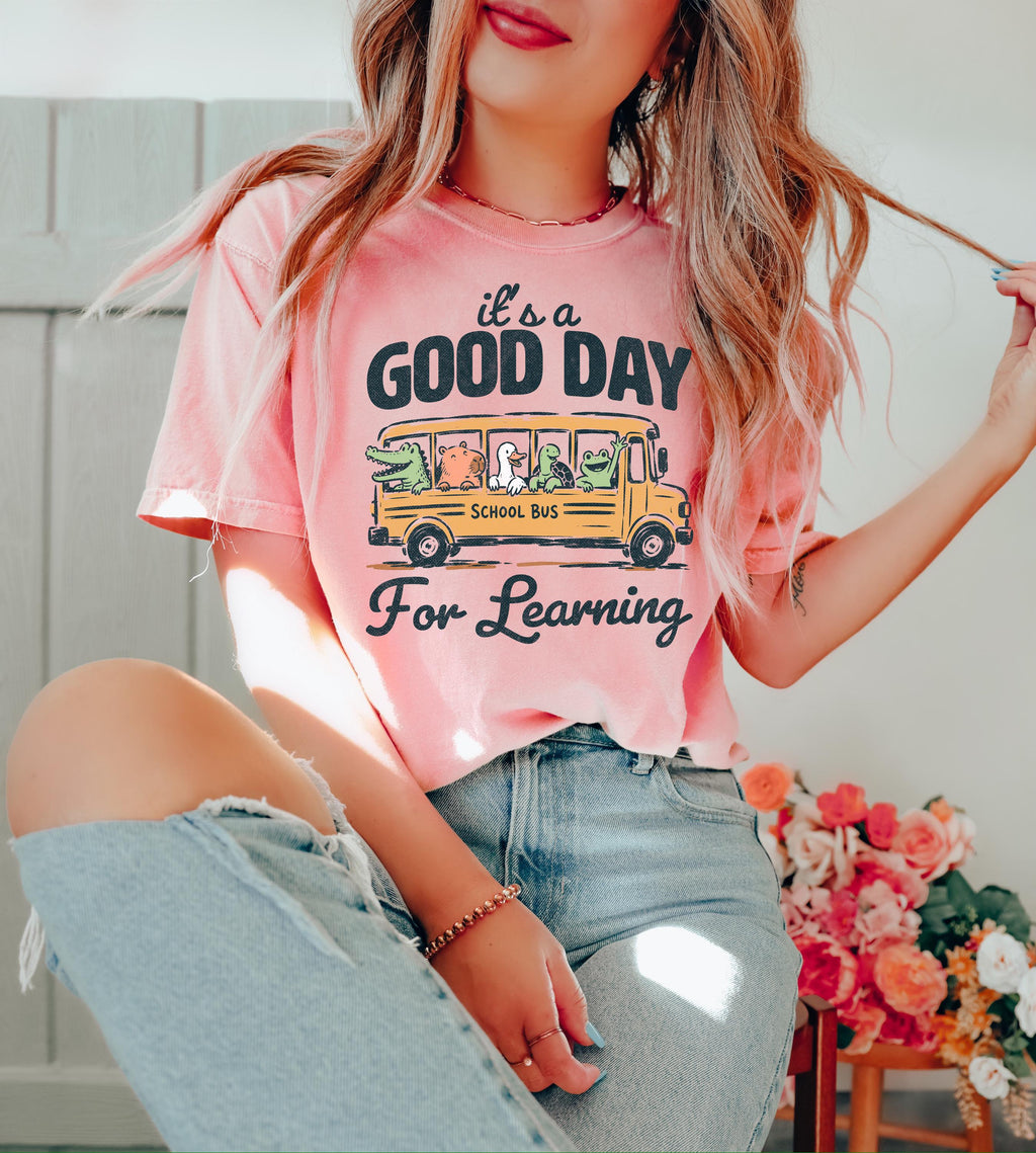 It's A Good Day For Learning shirt, Cute School Bus Animals