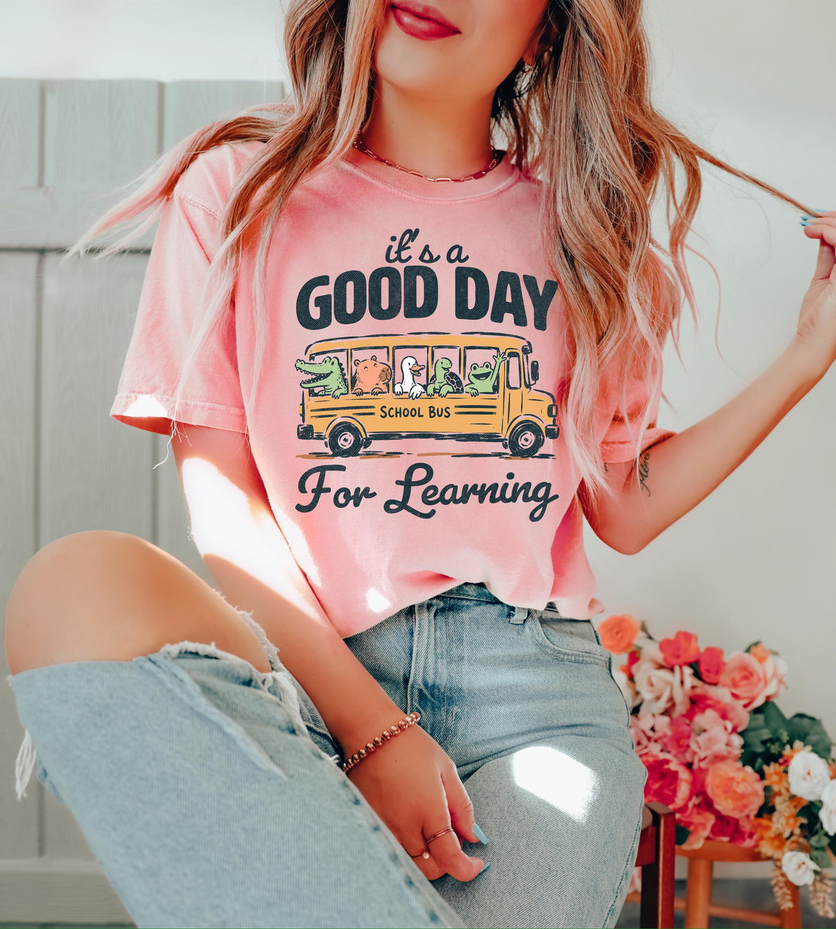 It's A Good Day For Learning shirt, Cute School Bus Animals