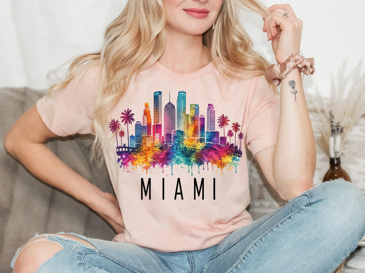 Miami Florida Shirt, Colorful Miami Skyline Sweatshirt, Miami Beach
