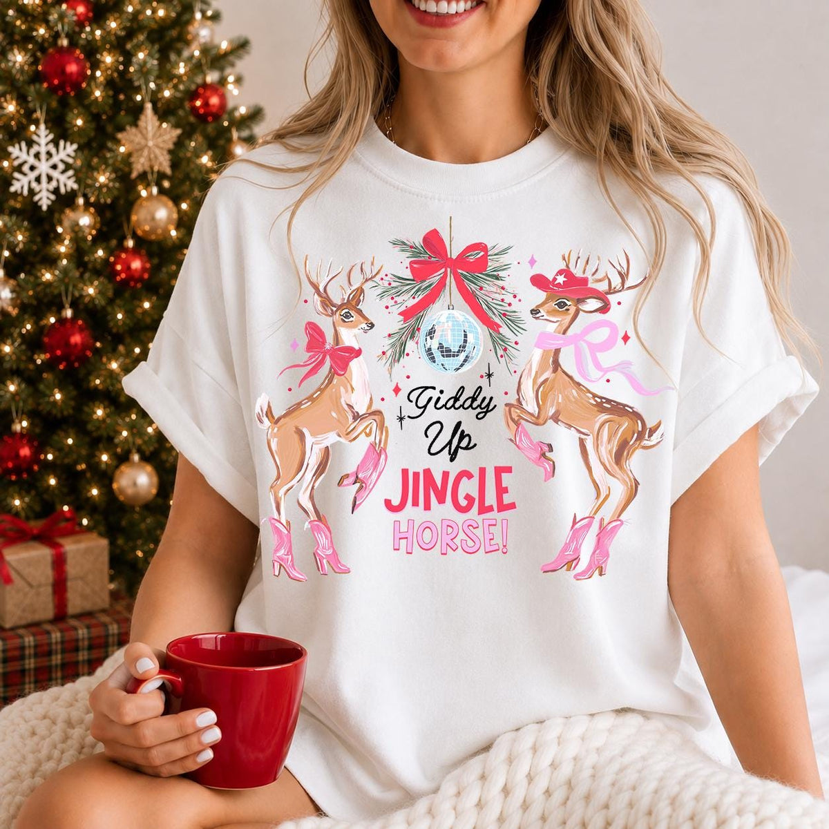 Christmas Shirt, Giddy Up Jingle Horse, Western Christmas Tee