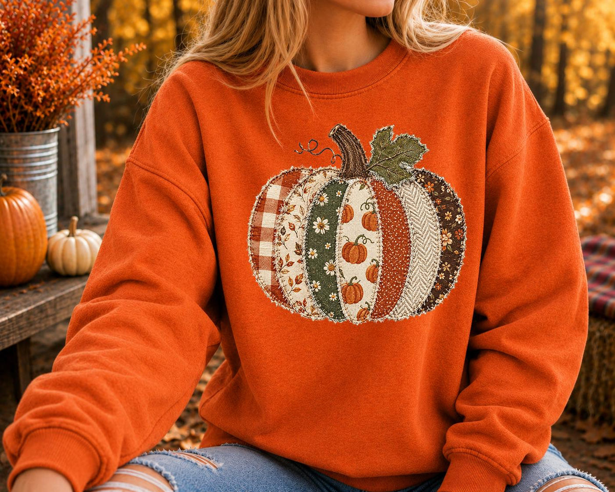 Patchwork Pumpkin, Preppy Pumpkin Shirt, Girls Halloween Shirt