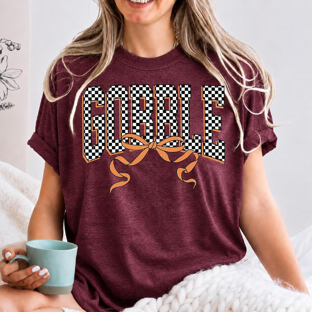 Checkered Gobble Shirt, Thanksgiving shirt, family thanksgiving