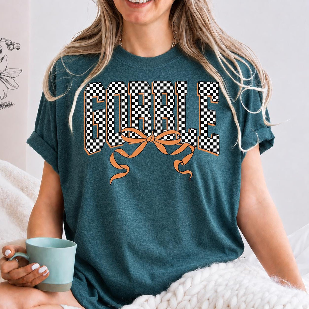 Checkered Gobble Shirt, Thanksgiving shirt, family thanksgiving