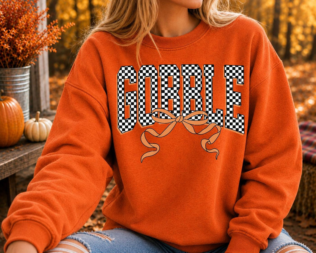 Checkered Gobble Shirt, Thanksgiving shirt, family thanksgiving