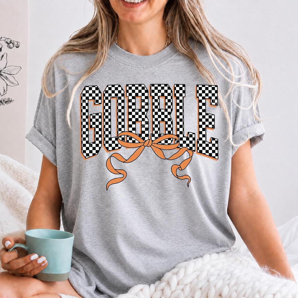 Checkered Gobble Shirt, Thanksgiving shirt, family thanksgiving