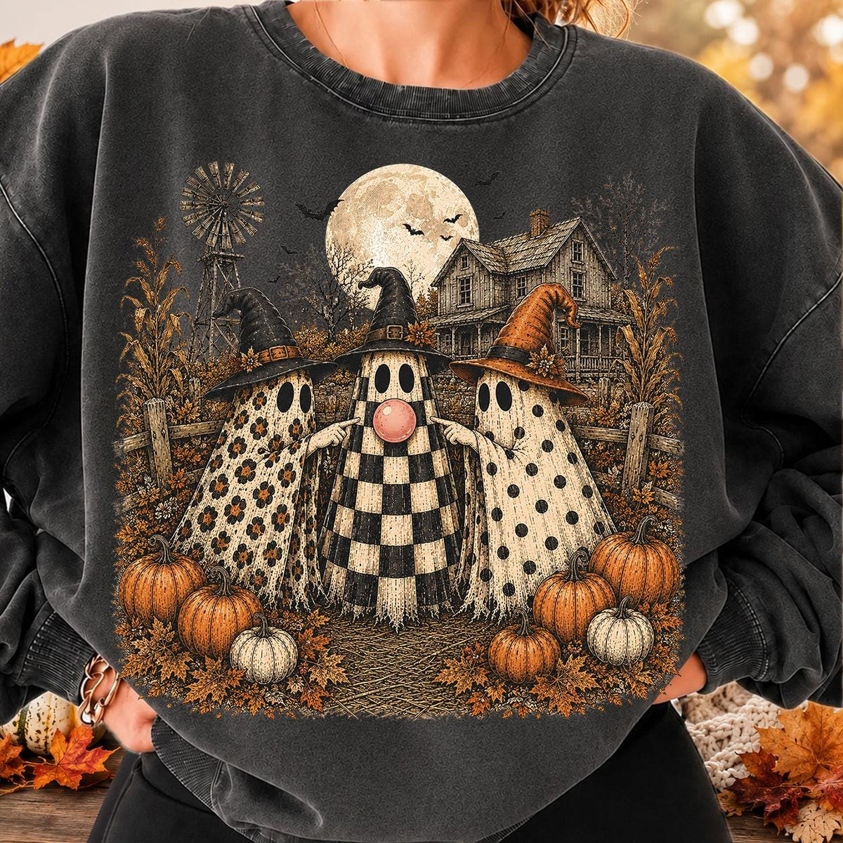 Halloween Ghost Bubble Gum, Funny Farmhouse Ghost shit, Trio Ghost shirt