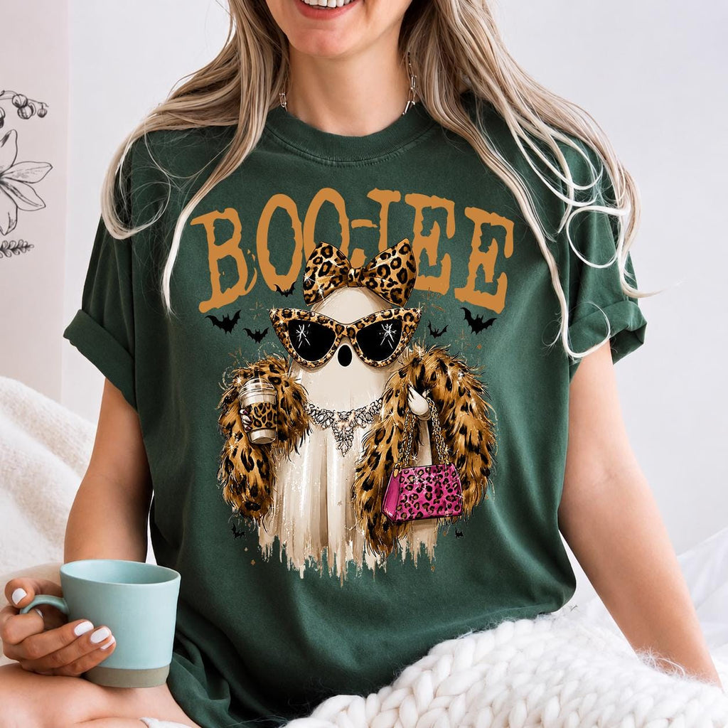 Boo-Jee Ghost Shirt, Boo shirt, Leopard Ghost Tee, Ghost Coffee Shirt