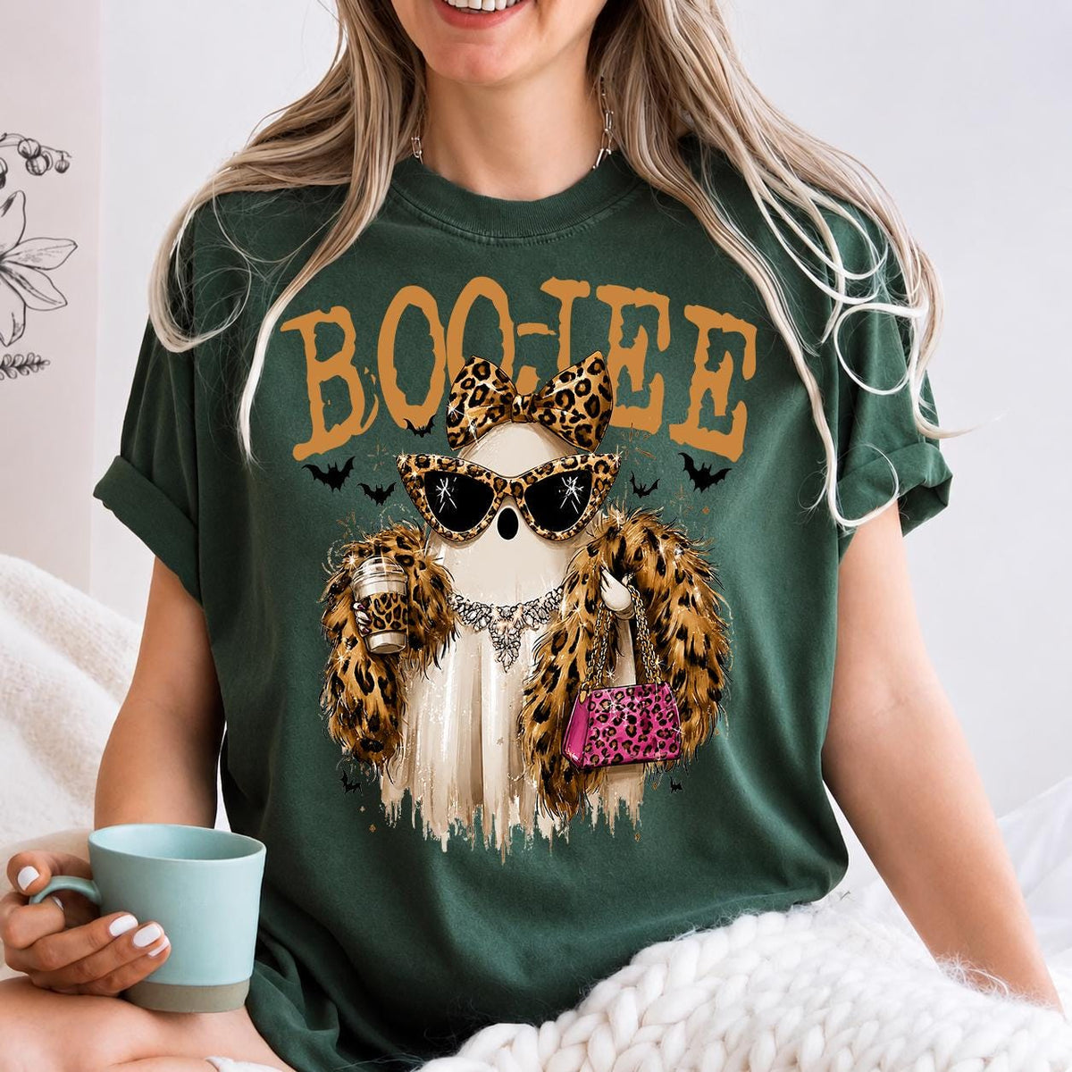 Boo-Jee Ghost Shirt, Boo shirt, Leopard Ghost Tee, Ghost Coffee Shirt