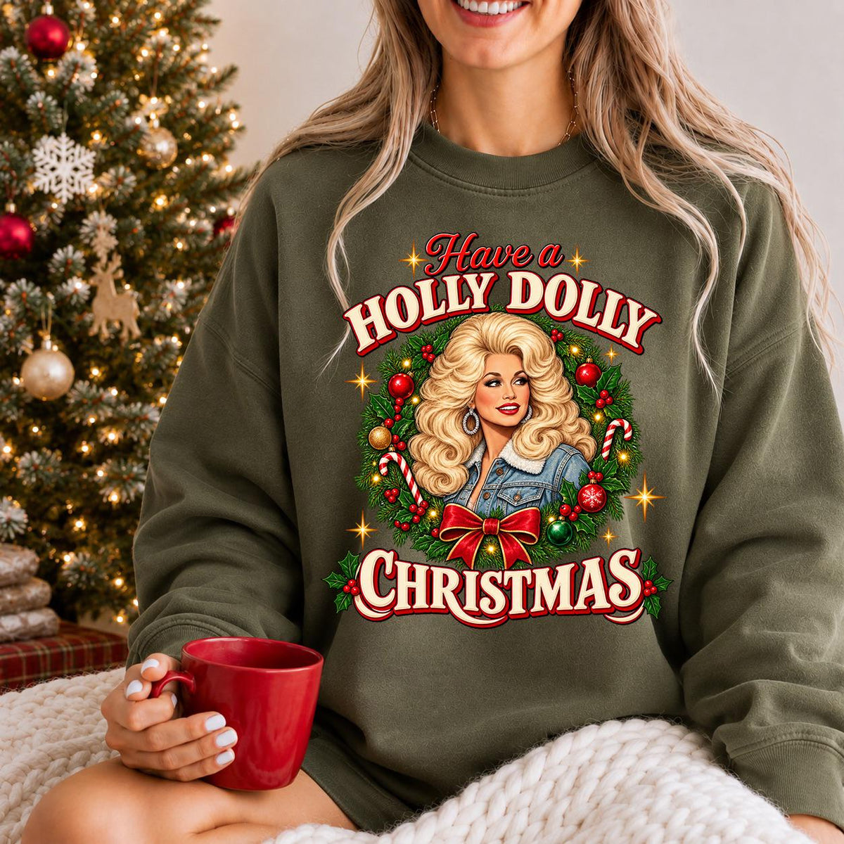 Holly Dolly Christmas Shirt, Retro Dolly Christmas Sweatshirt