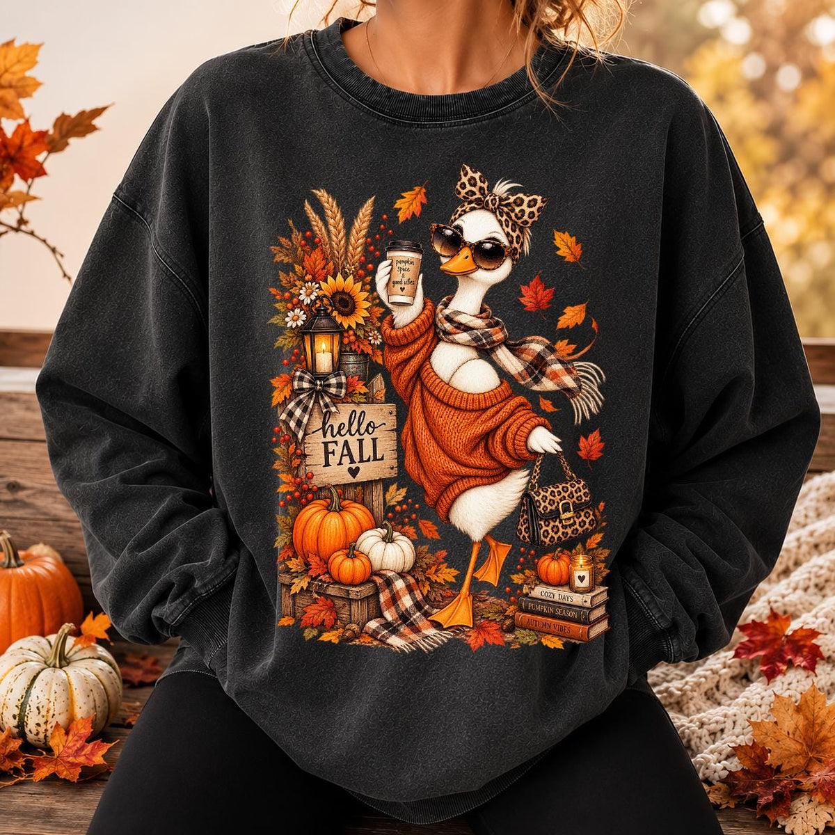 Hello Fall Goose Shirt, Glam Goose Bow, Cute Animal Autumn Shirt