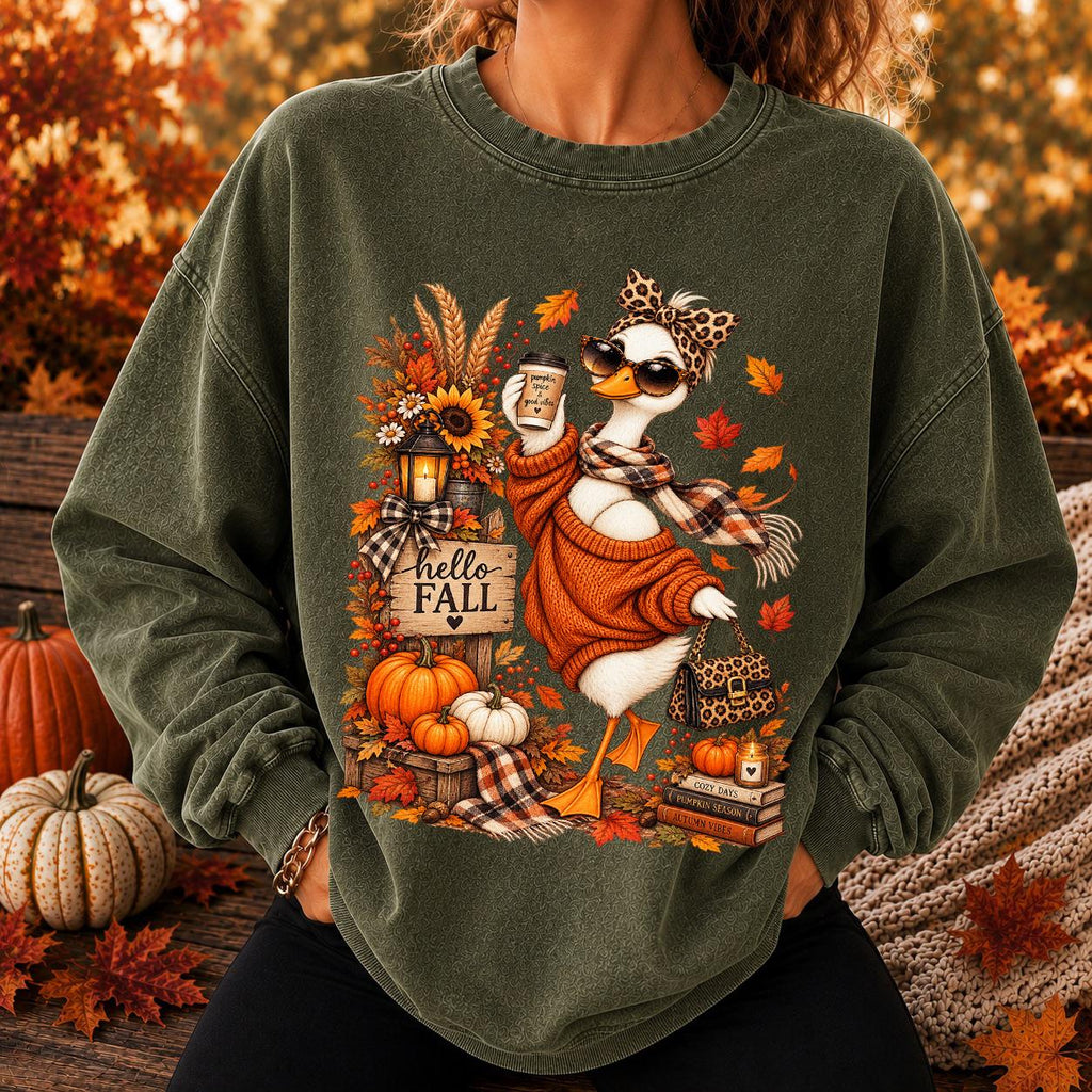Hello Fall Goose Shirt, Glam Goose Bow, Cute Animal Autumn Shirt