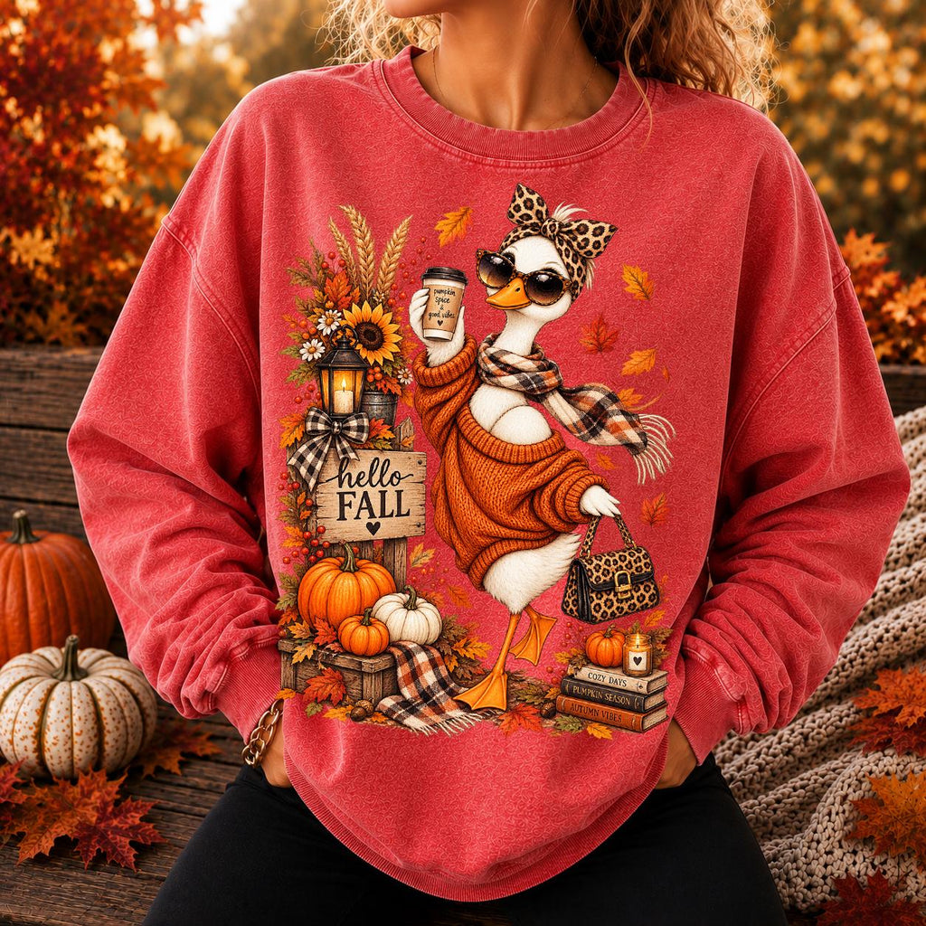Hello Fall Goose Shirt, Glam Goose Bow, Cute Animal Autumn Shirt