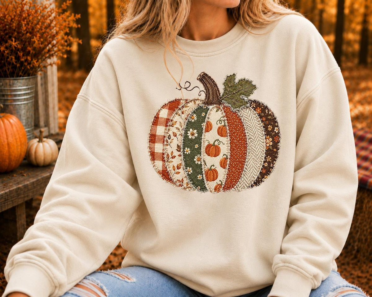 Patchwork Pumpkin, Preppy Pumpkin Shirt, Girls Halloween Shirt