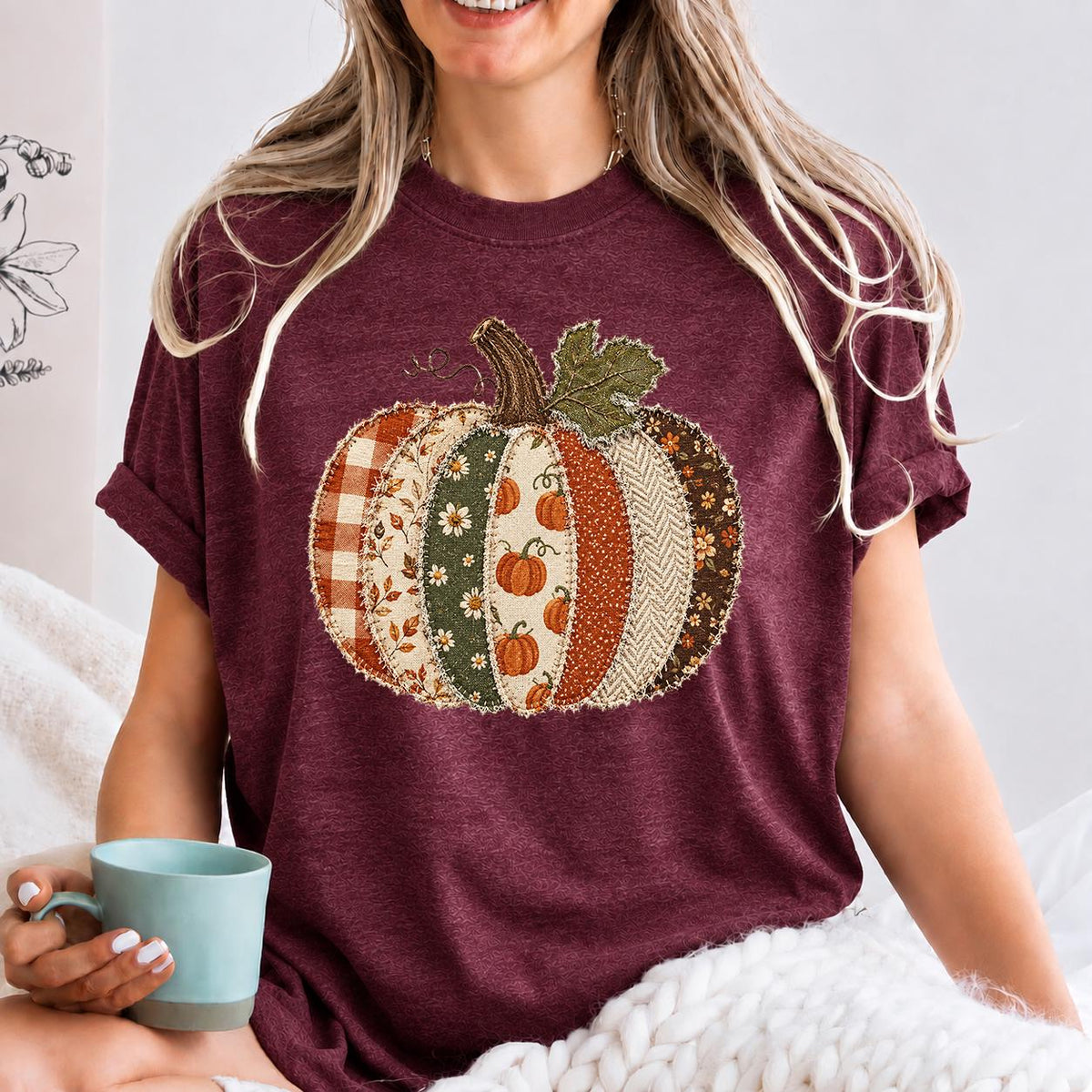 Patchwork Pumpkin, Preppy Pumpkin Shirt, Girls Halloween Shirt
