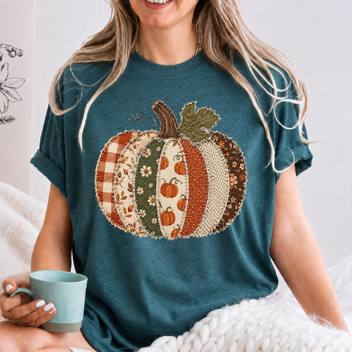 Patchwork Pumpkin, Preppy Pumpkin Shirt, Girls Halloween Shirt