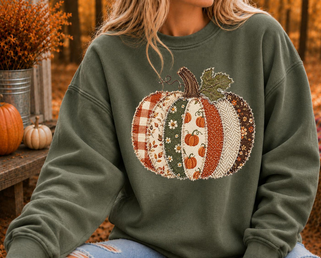 Patchwork Pumpkin, Preppy Pumpkin Shirt, Girls Halloween Shirt