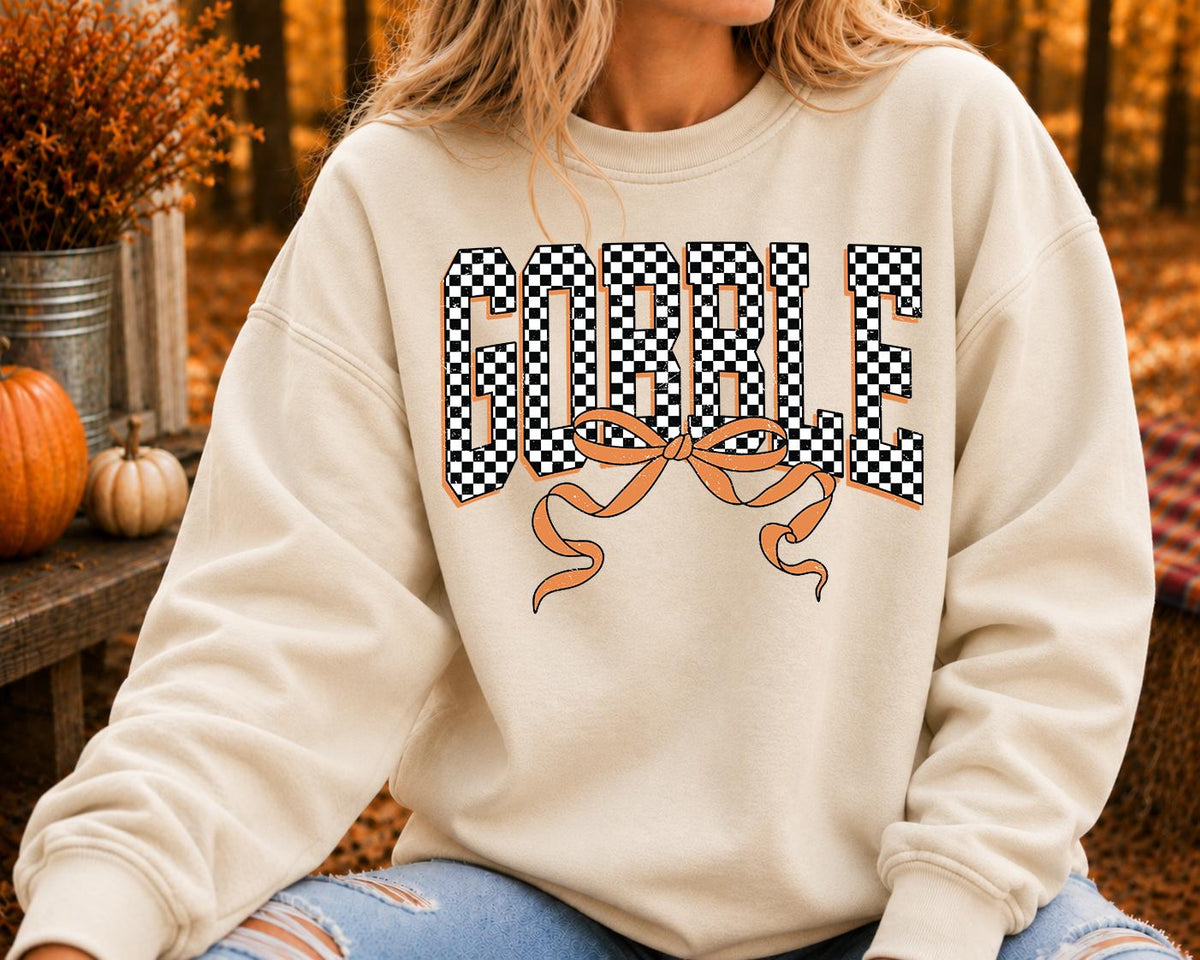 Checkered Gobble Shirt, Thanksgiving shirt, family thanksgiving